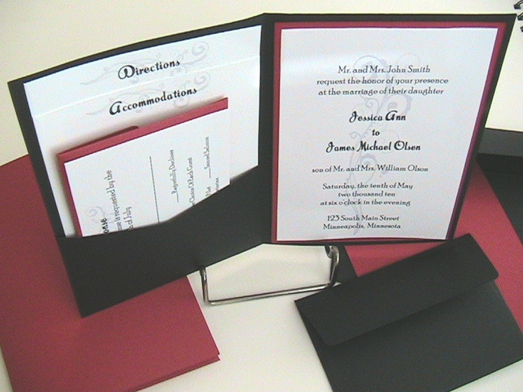 Pocket tri fold wedding invitations